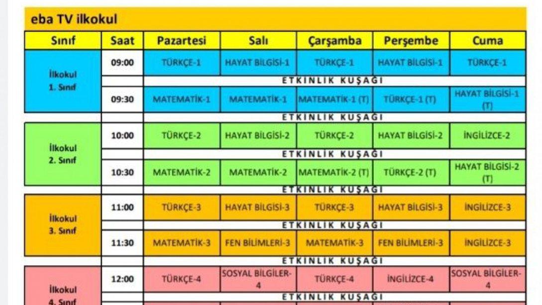 MİLLİ EĞİTİM BAKANLIĞIMIZ TARAFINDAN YAYINLANAN EBA, TV UZAKTAN EĞİTİM PROGRAMI YAYIN AKIŞI (İLKOKUL-ORTAOKUL-LİSE)